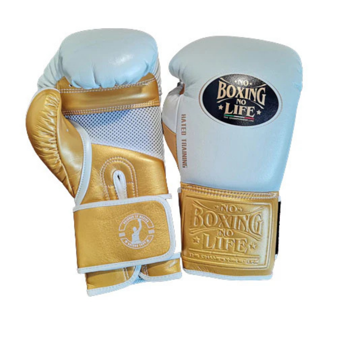 Customizable boxing glove, High Quality COPIES of Branded Gloves White/Gold
