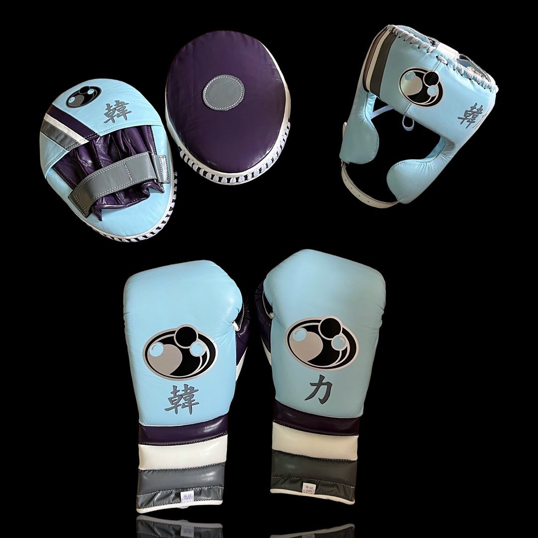 Boxing Gloves Set, Sky/Purple Boxing set, Boxing Head Guard