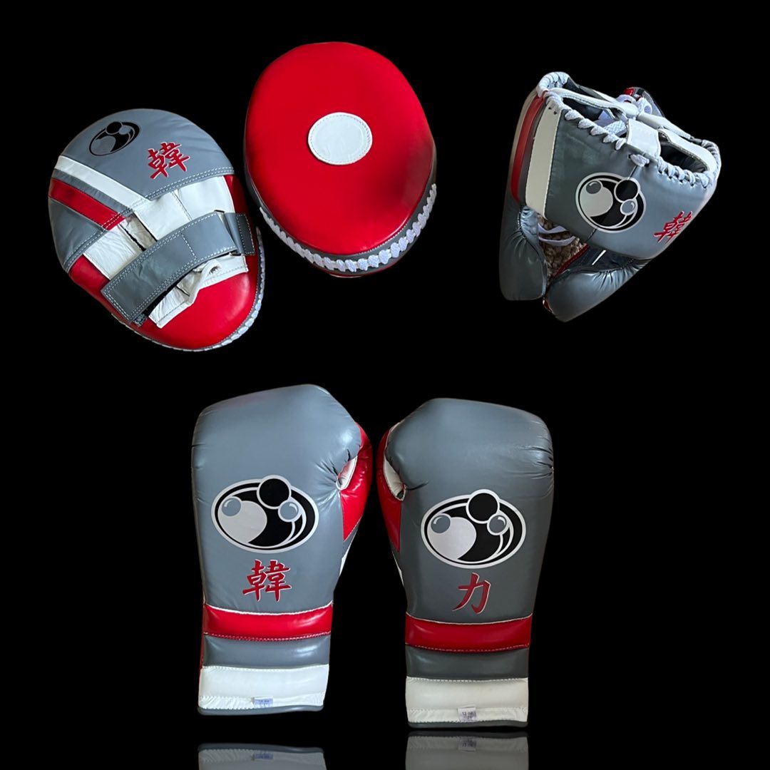 Boxing Gloves Set, Gray/Red Boxing set, Boxing Head Guard