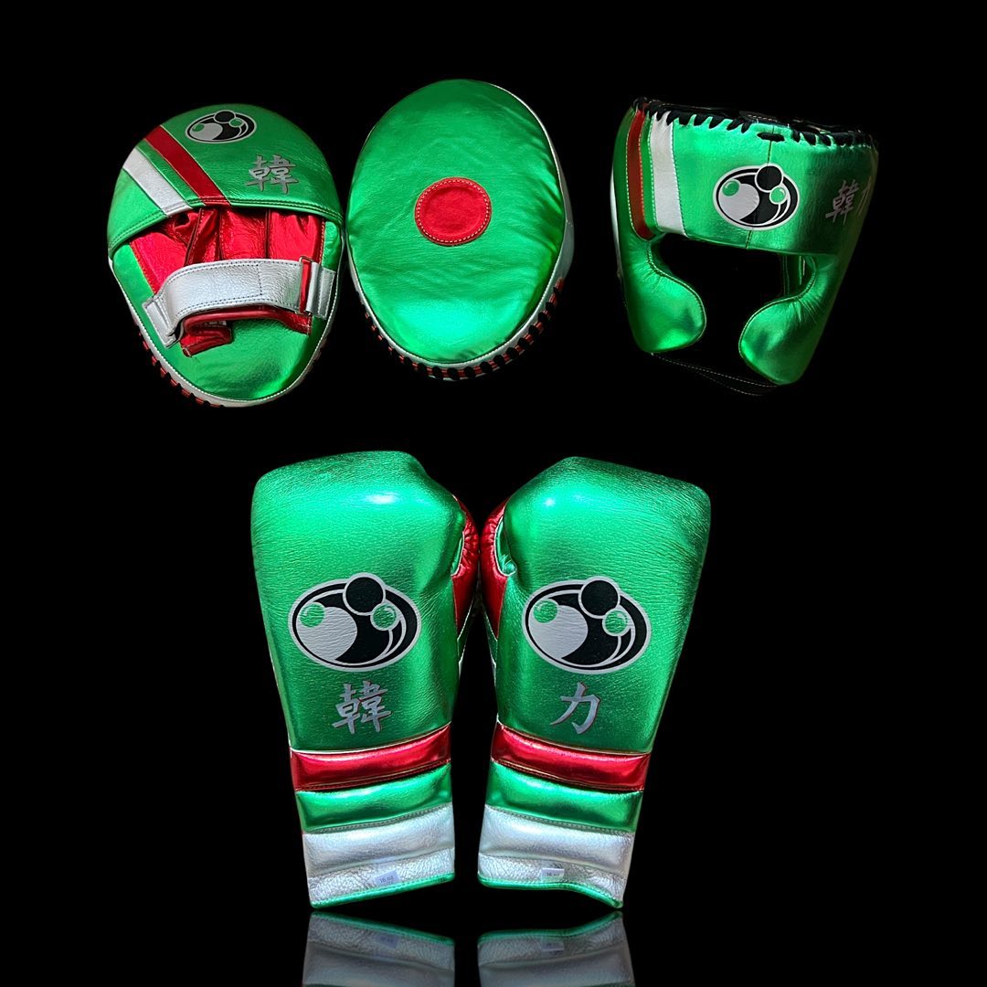 Boxing Gloves Set, Green Boxing set, Boxing Head Guard