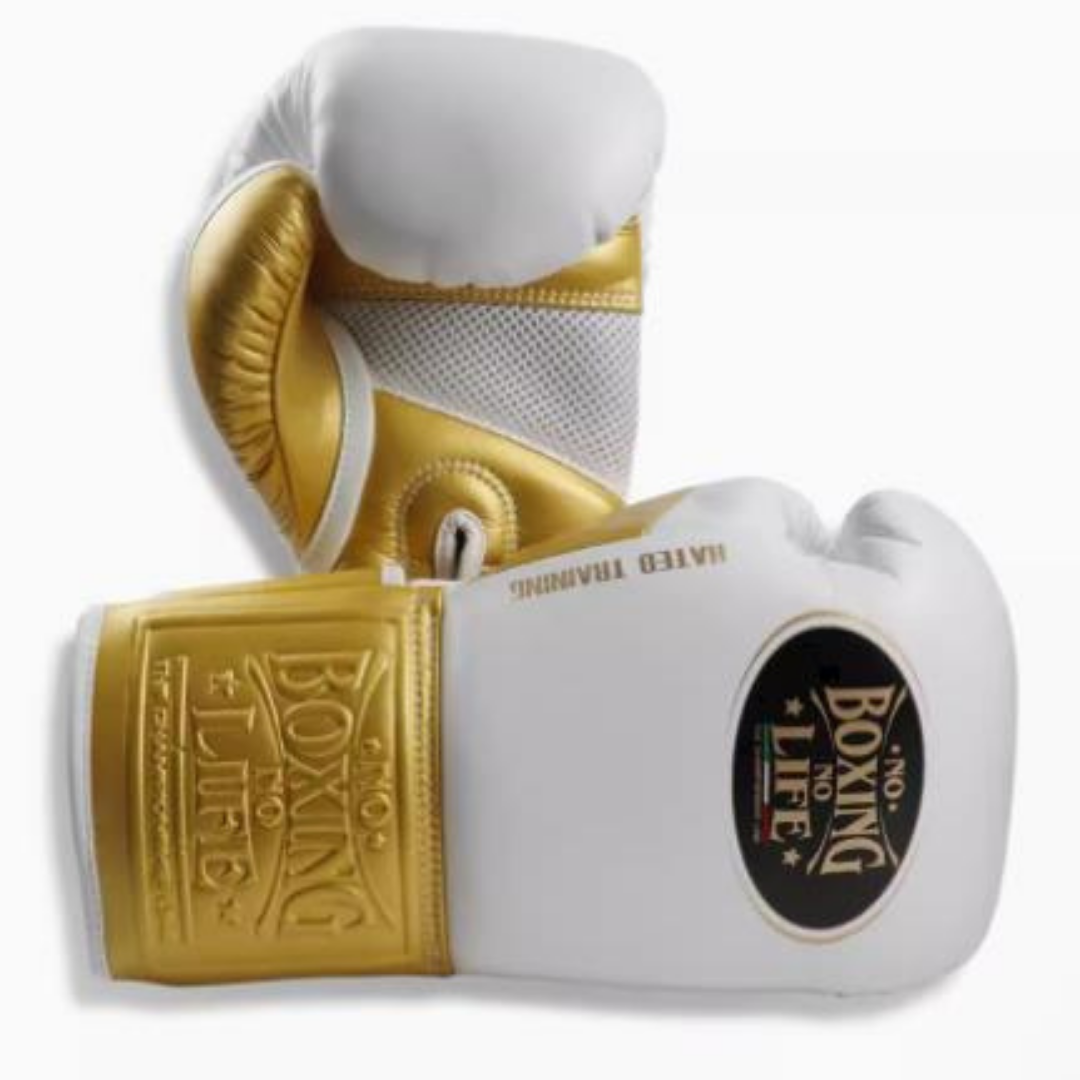 Customizable boxing glove, High Quality COPIES of Branded Gloves White/Gold