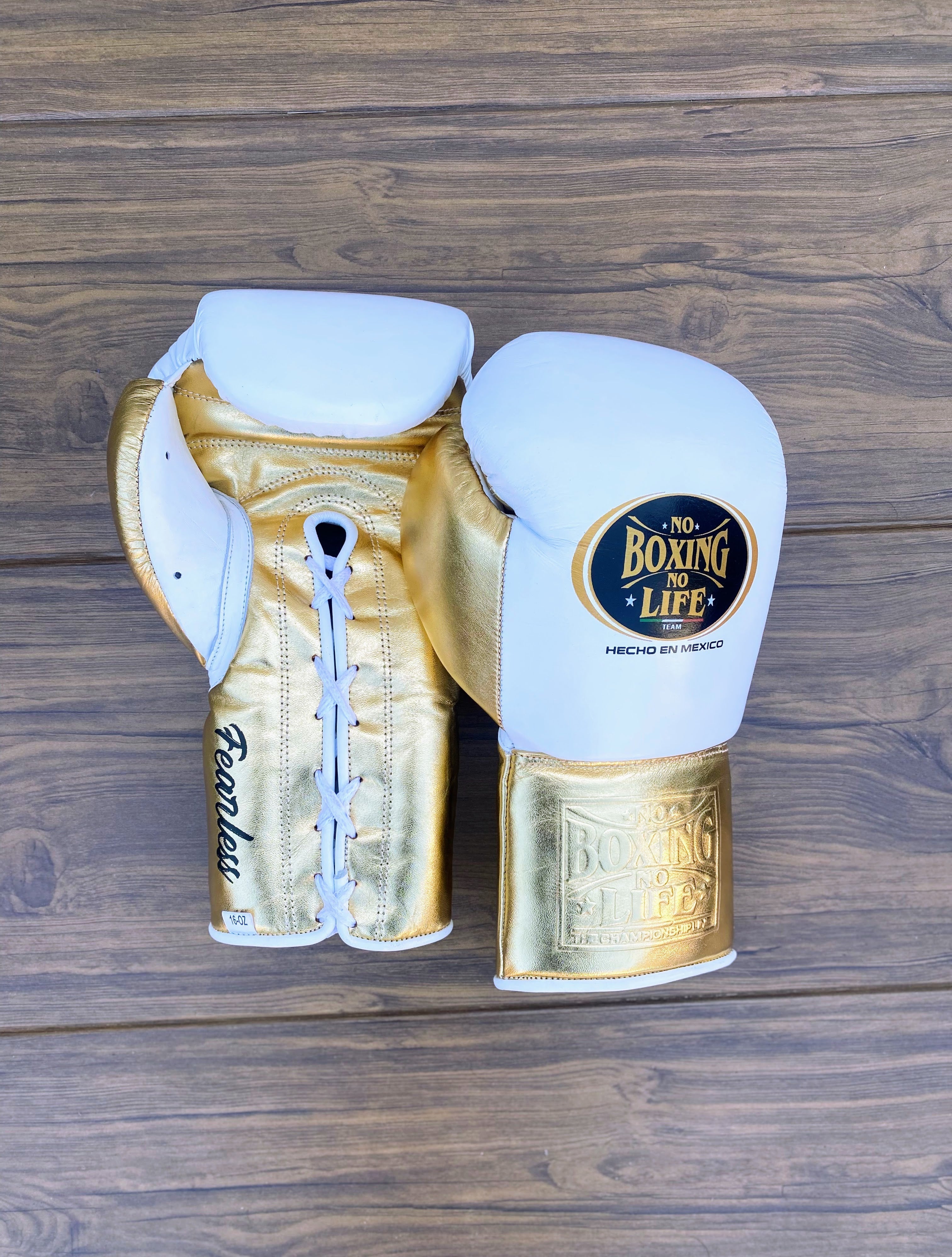 Customizable boxing glove, High Quality COPIES of Branded Gloves White/Gold