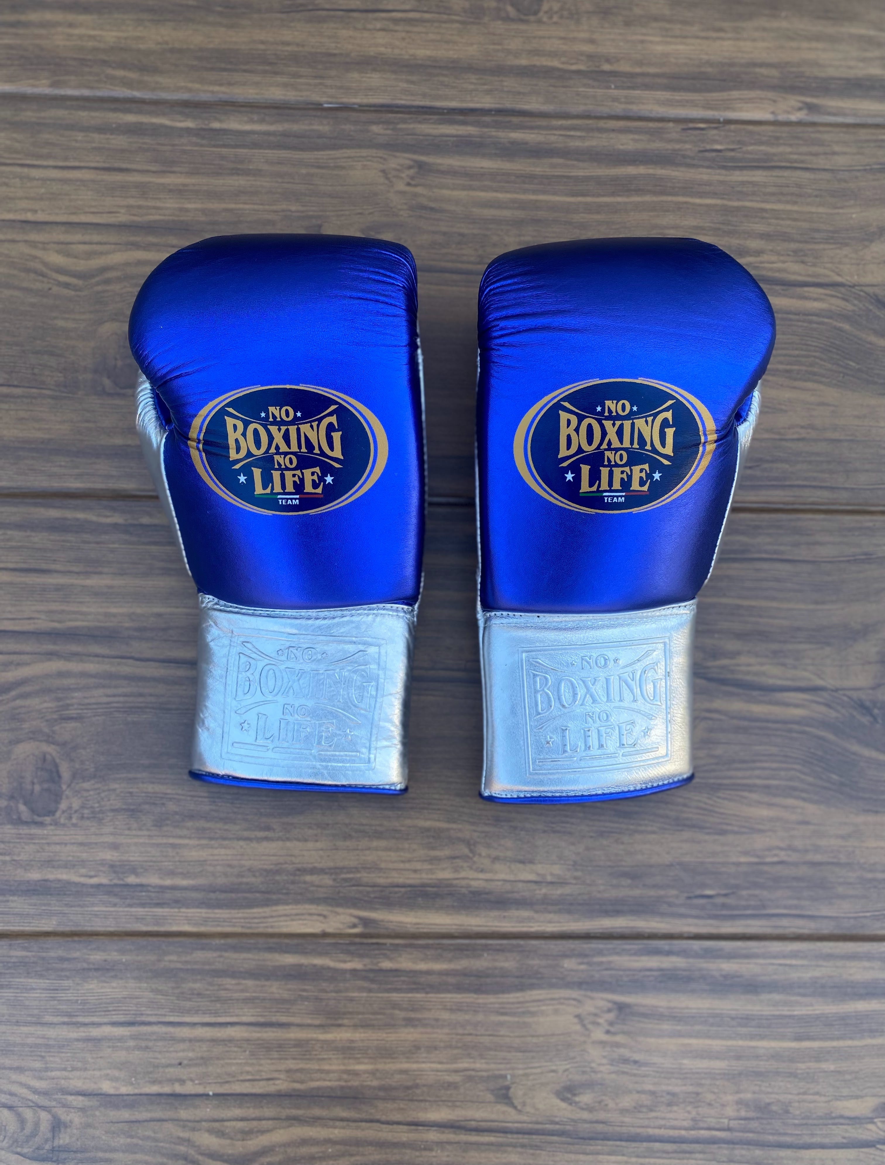 Customizable boxing glove, High Quality COPIES of Branded Gloves Blue/Silver