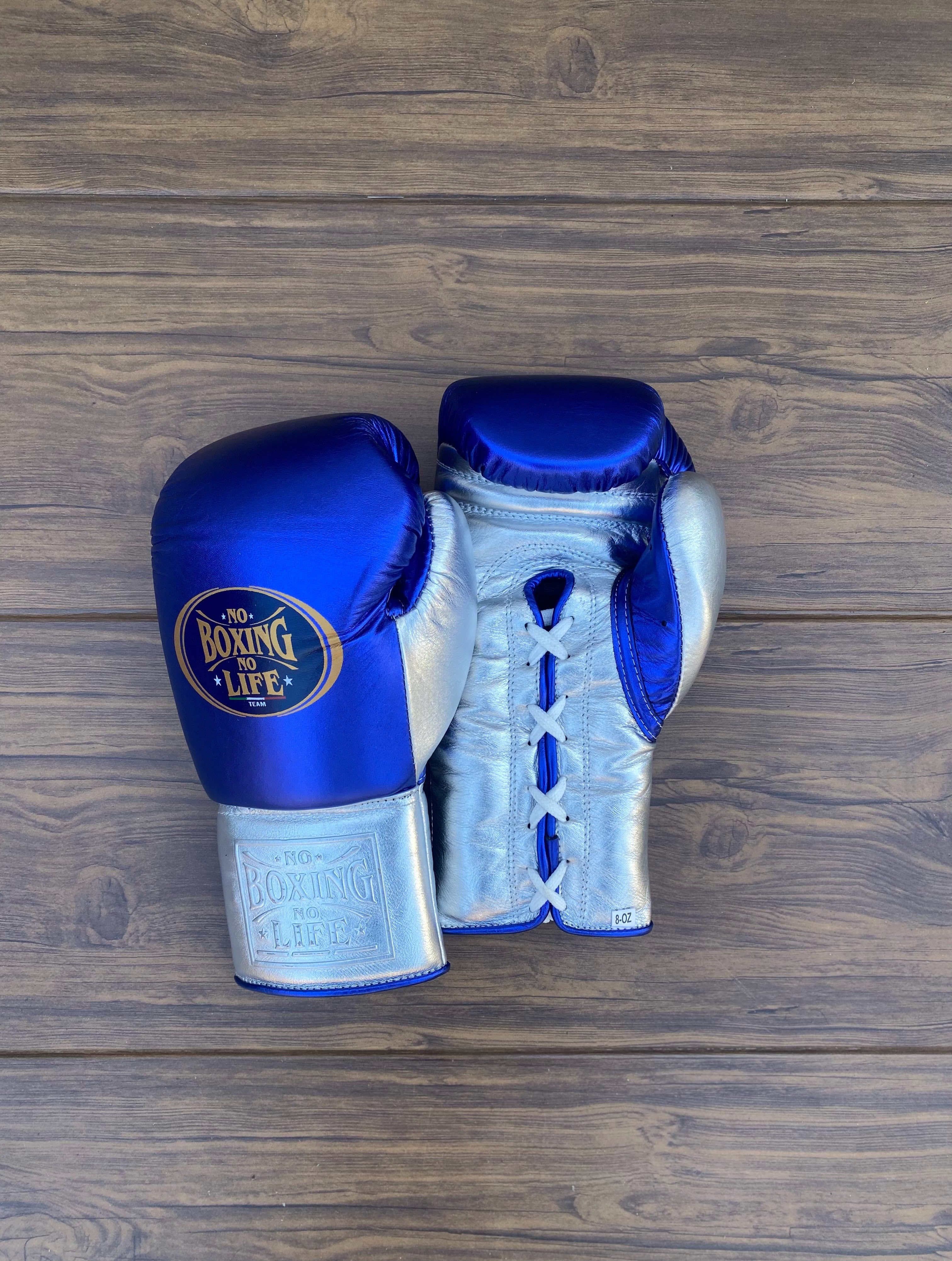 Customizable boxing glove, High Quality COPIES of Branded Gloves Blue/Silver